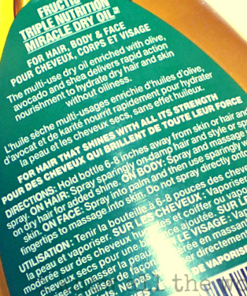 garnier triple nutrition miracle dry oil for face body and hair (1) ingredient label